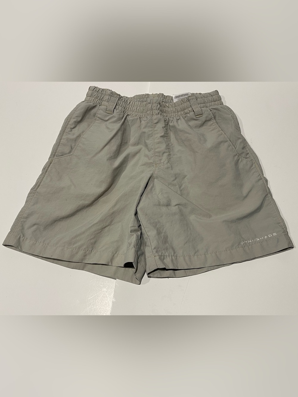 Columbia pfg boys small 8 khaki Elastic Waist Utility Shorts fishing READ